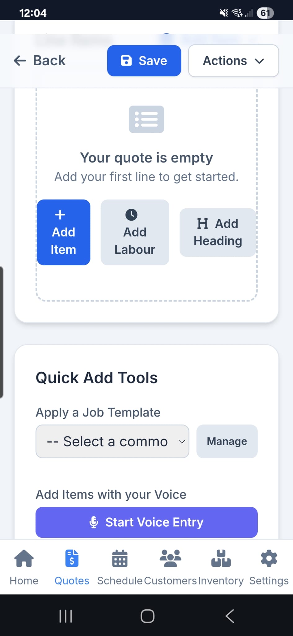 AI Voice Entry feature in action